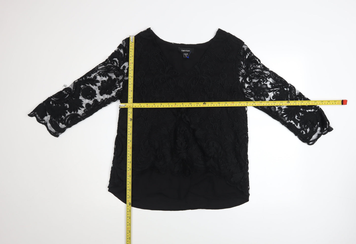 Womens UK Size M Karen Kane Black Tunic Blouse