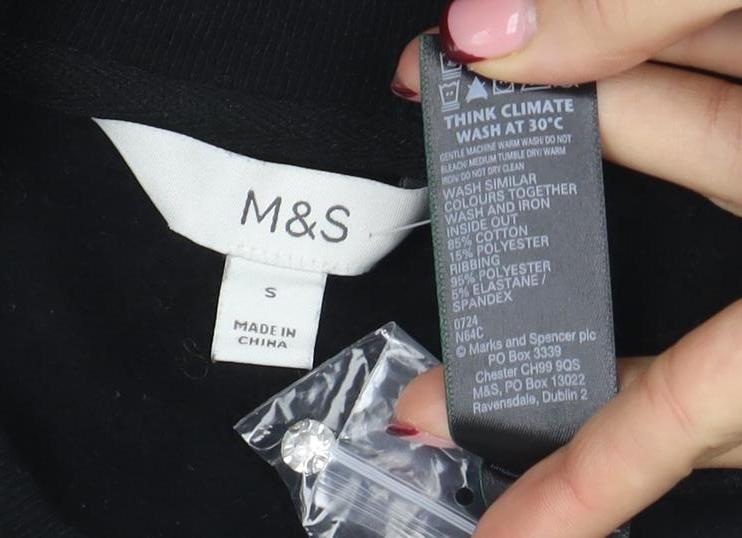 Womens UK Size S Marks and Spencer Black Pullover Sweatshirt