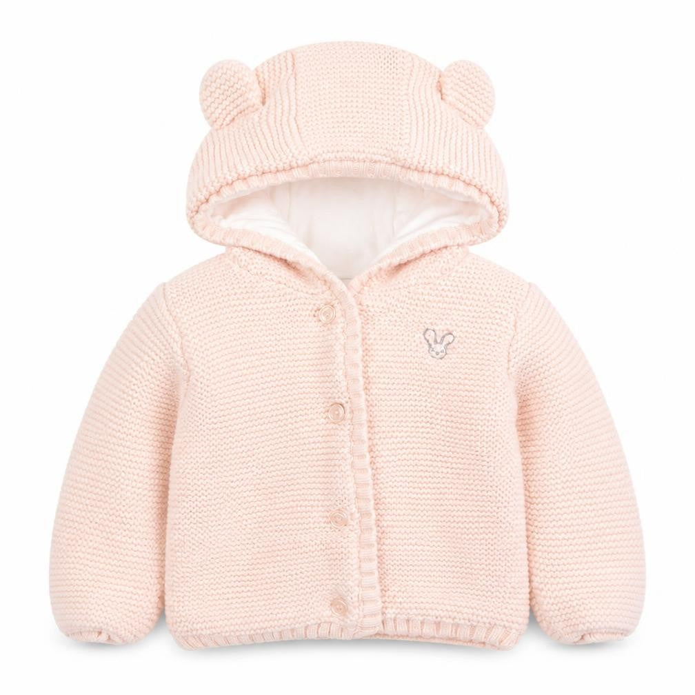 By Very Pink Knitted Hooded Cardigan 9-12 Months Unisex Baby Cotton Lined