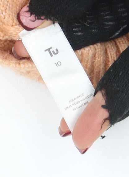 Tu Womens Beige Crew Neck Pullover Jumper Size 10