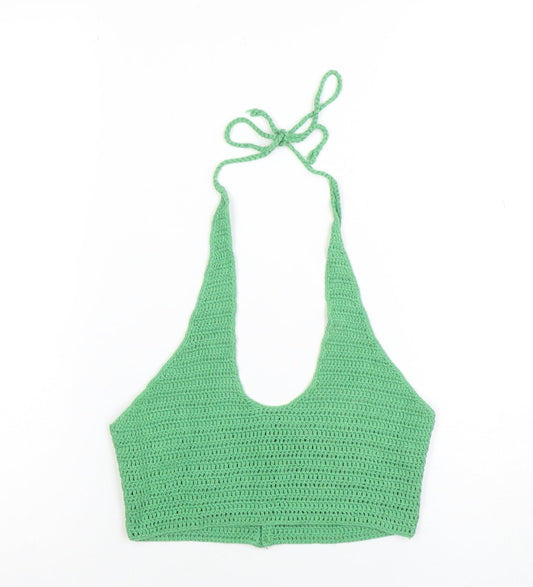 Womens UK Size S Bershka Green Camisole Tank
