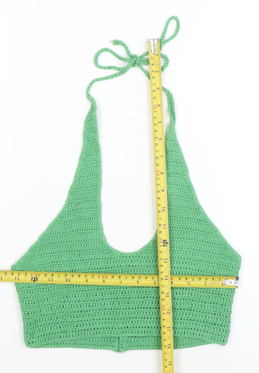 Womens UK Size S Bershka Green Camisole Tank