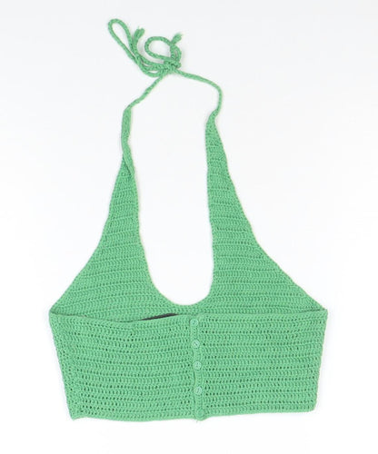 Womens UK Size S Bershka Green Camisole Tank