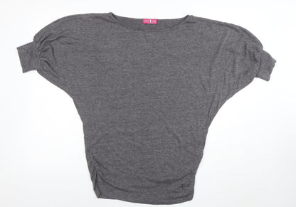 Womens UK Size 10 Kitty Kat Grey Cropped T-Shirt