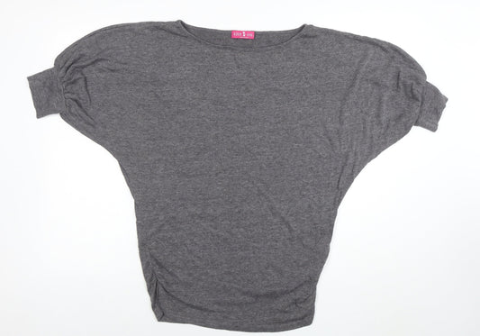 Womens UK Size 10 Kitty Kat Grey Cropped T-Shirt
