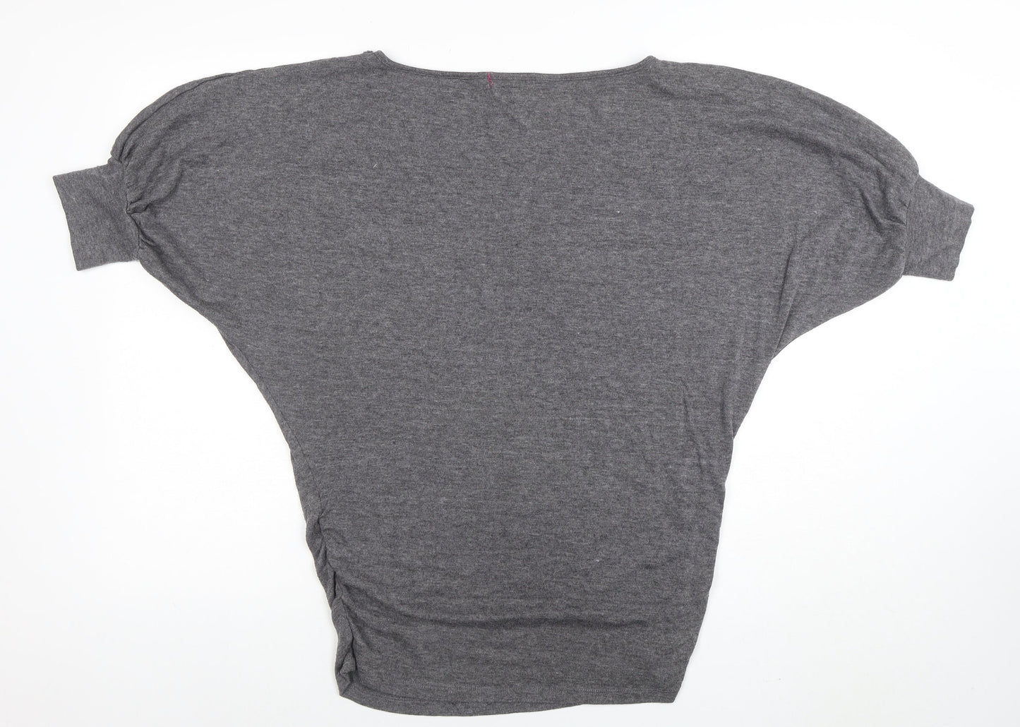 Womens UK Size 10 Kitty Kat Grey Cropped T-Shirt