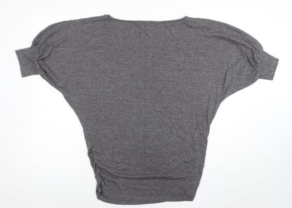 Womens UK Size 10 Kitty Kat Grey Cropped T-Shirt
