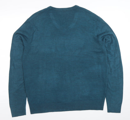 Mens UK Size L Atlantic Bay Blue Pullover Jumper