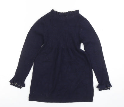 Primark Girls Blue Knit Long Sleeve Sweater Dress 6-7 Years