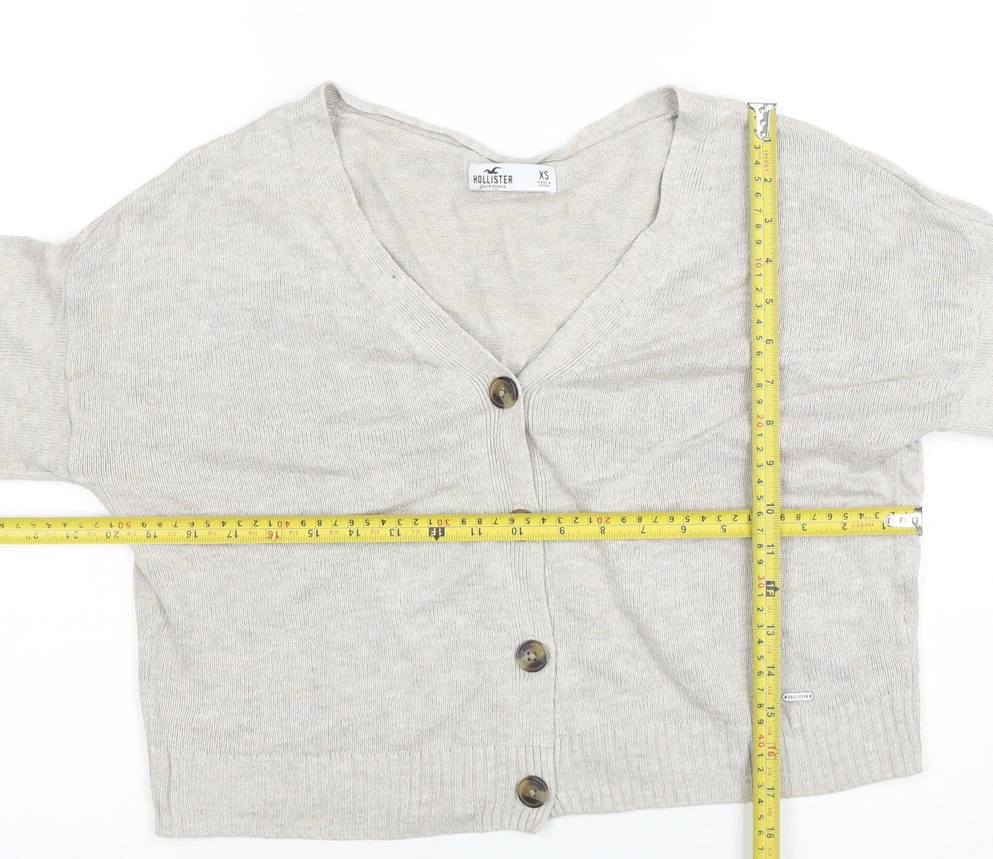 Womens UK Size XS Hollister Beige Cardigan Jumper