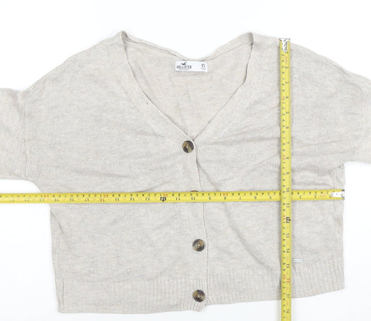 Womens UK Size XS Hollister Beige Cardigan Jumper