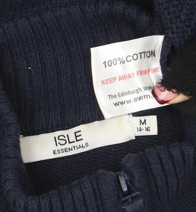 Womens UK Size M ISLE Essentials Blue Cardigan Jumper