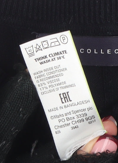 Womens UK Size 10 Marks and Spencer Black Basic T-Shirt