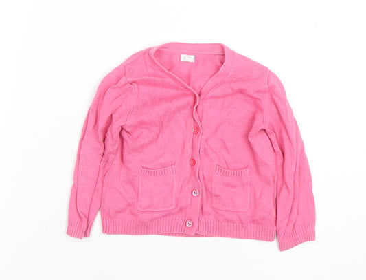 GAP Pink Knit Cardigan 12-18 Months Unisex Baby Long Sleeve Jumper