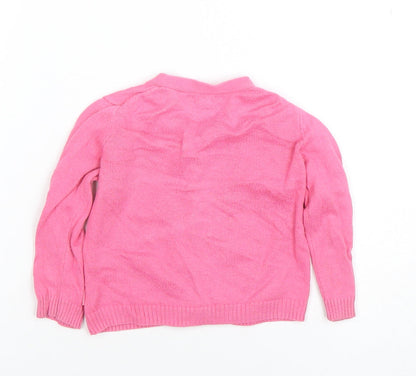 GAP Pink Knit Cardigan 12-18 Months Unisex Baby Long Sleeve Jumper