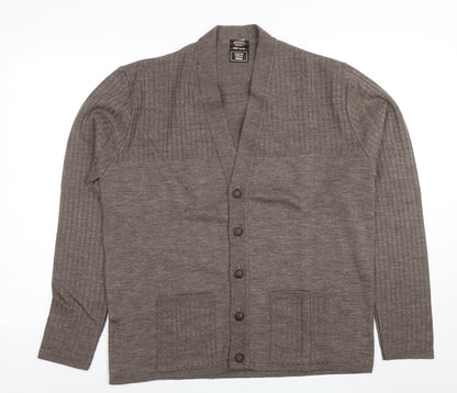 Mens UK Size L Keynote Brown Cardigan Jumper