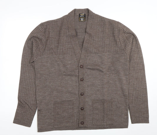 Mens UK Size L Keynote Brown Cardigan Jumper