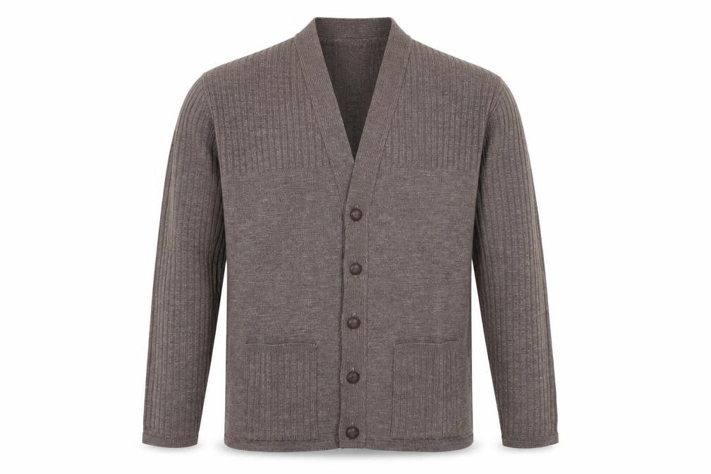 Mens UK Size L Keynote Brown Cardigan Jumper