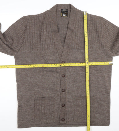 Mens UK Size L Keynote Brown Cardigan Jumper
