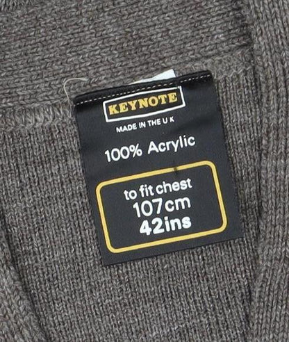 Mens UK Size L Keynote Brown Cardigan Jumper
