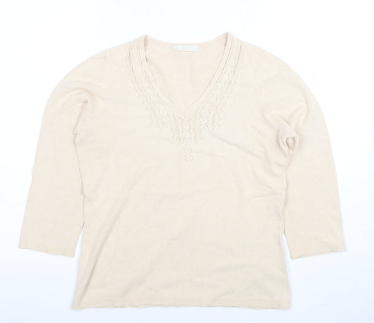 Womens UK Size 12 Marks and Spencer Beige Basic Blouse