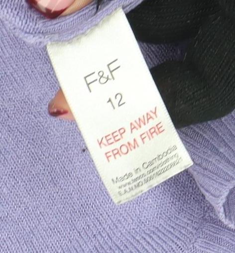 Womens UK Size 12 F&F Purple Pullover Jumper