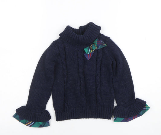 Girls UK Size 4 Years Janie and Jack Blue Henley Jumper