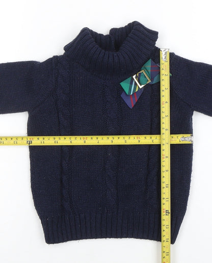 Girls UK Size 4 Years Janie and Jack Blue Henley Jumper