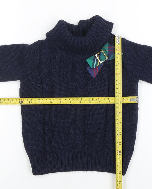 Girls UK Size 4 Years Janie and Jack Blue Henley Jumper