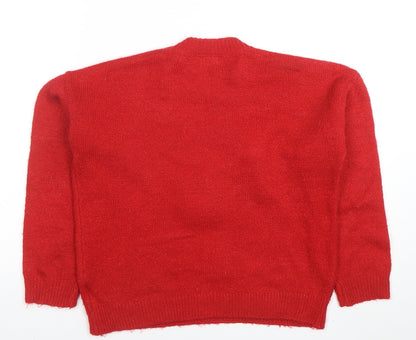 Girls UK Size 9-10 Years F&F Red Pullover Jumper