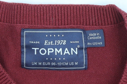 Mens UK Size M Topman Red Pullover Jumper