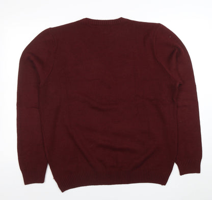 Mens UK Size XL River Island Red Pullover Jumper