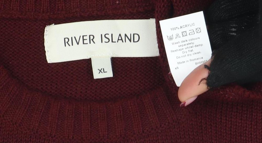 Mens UK Size XL River Island Red Pullover Jumper