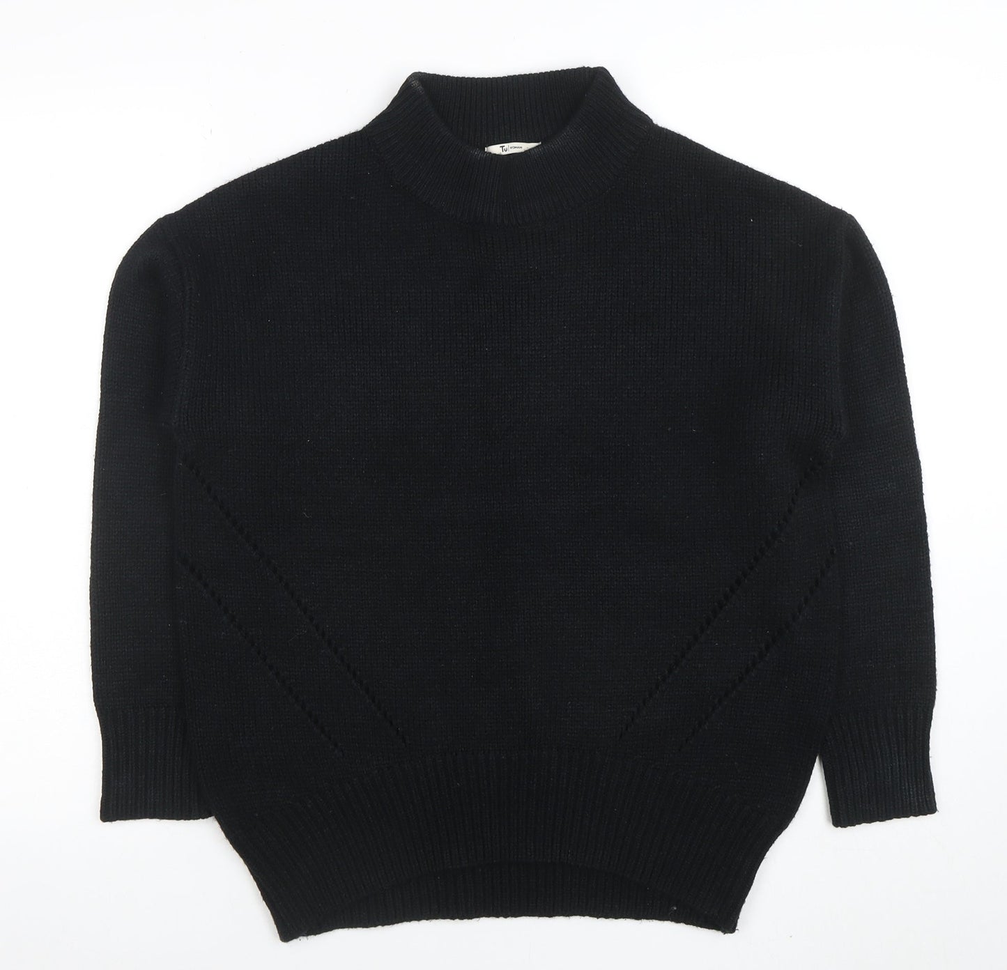 Tu Womens Black Wool Blend Mock Neck Long Sleeve Jumper Size 10