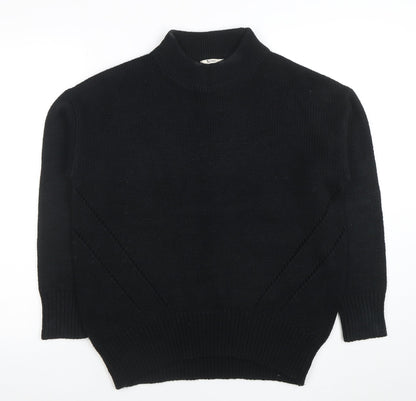 Tu Womens Black Wool Blend Mock Neck Long Sleeve Jumper Size 10