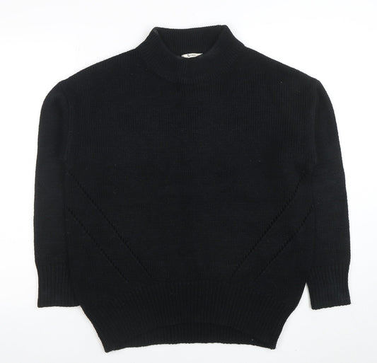 Tu Womens Black Wool Blend Mock Neck Long Sleeve Jumper Size 10