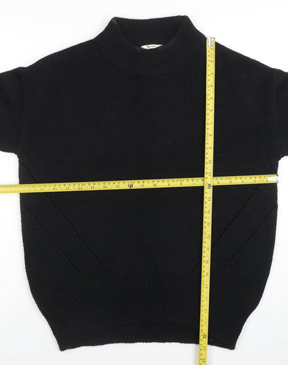 Tu Womens Black Wool Blend Mock Neck Long Sleeve Jumper Size 10