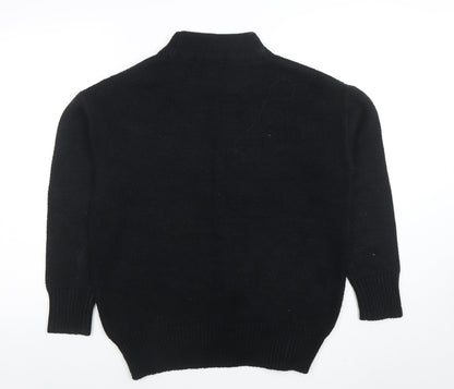 Tu Womens Black Wool Blend Mock Neck Long Sleeve Jumper Size 10