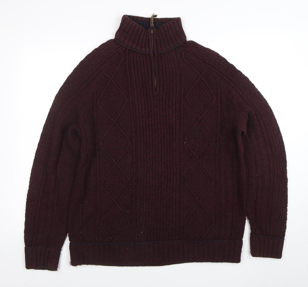 Mens UK Size M Matalan Brown 1/4 Zip Jumper