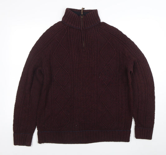 Mens UK Size M Matalan Brown 1/4 Zip Jumper