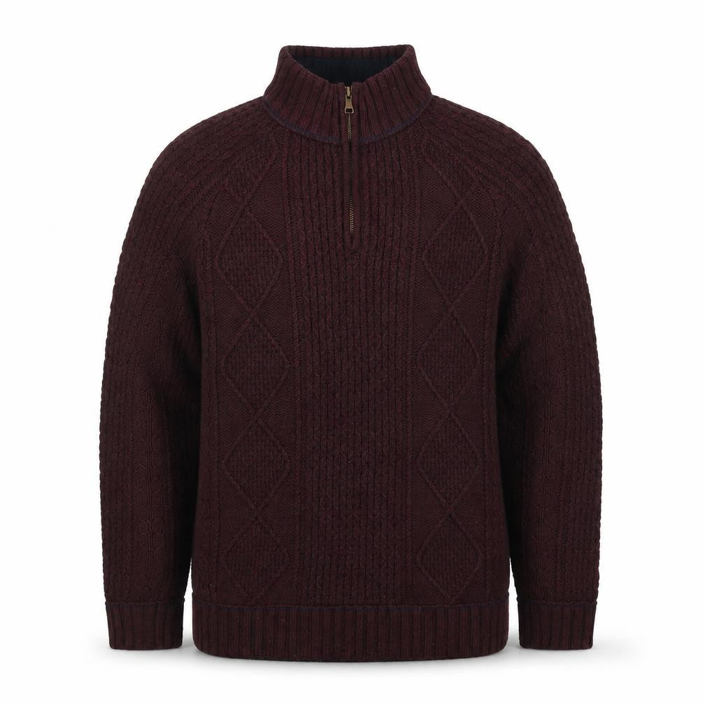 Mens UK Size M Matalan Brown 1/4 Zip Jumper