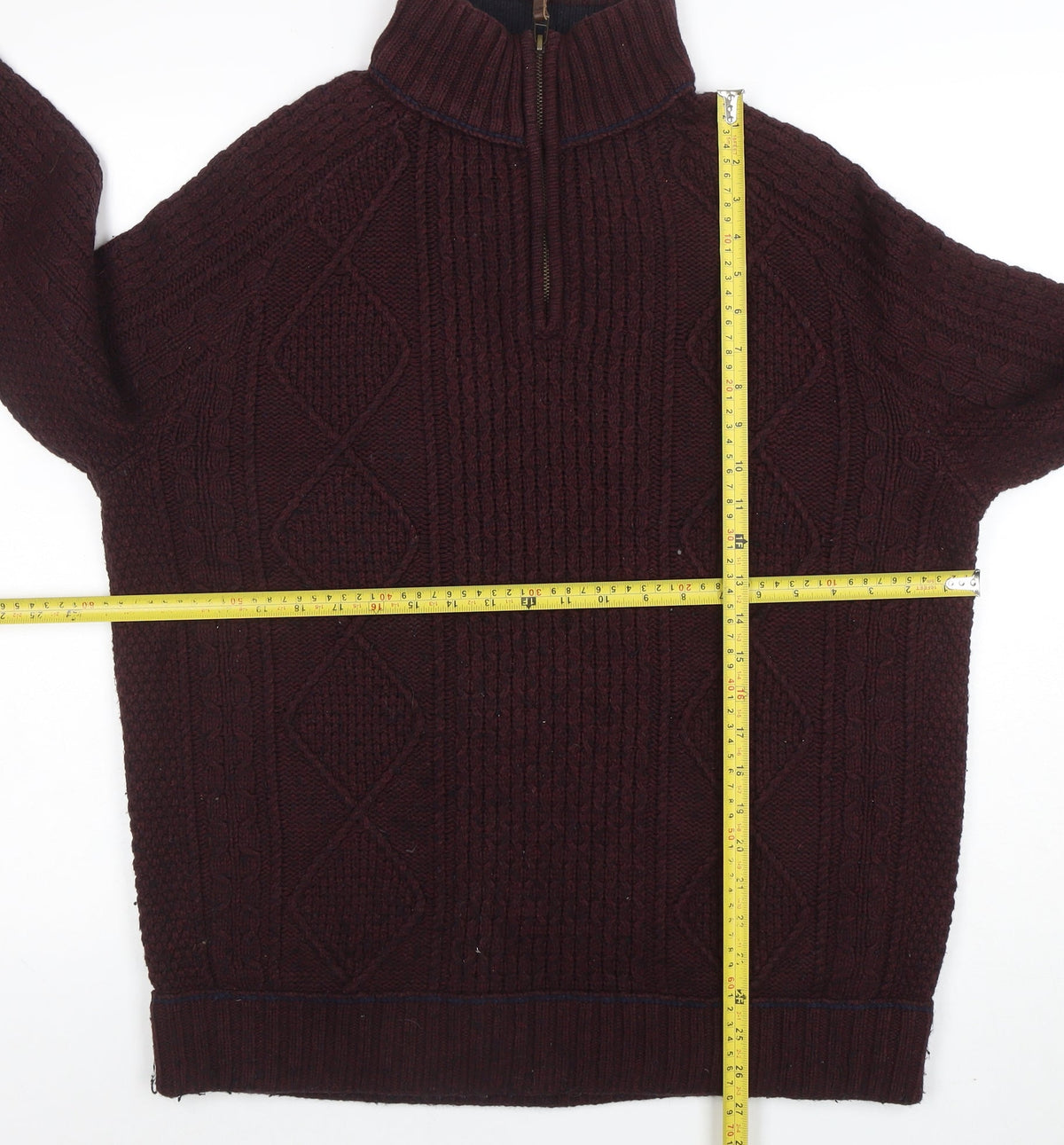 Mens UK Size M Matalan Brown 1/4 Zip Jumper