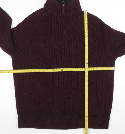 Mens UK Size M Matalan Brown 1/4 Zip Jumper