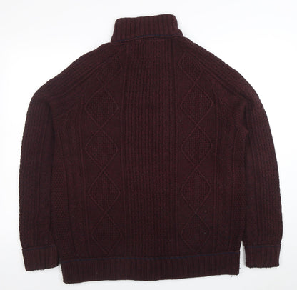 Mens UK Size M Matalan Brown 1/4 Zip Jumper