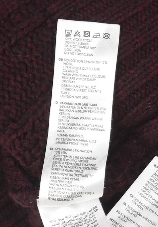 Mens UK Size M Matalan Brown 1/4 Zip Jumper