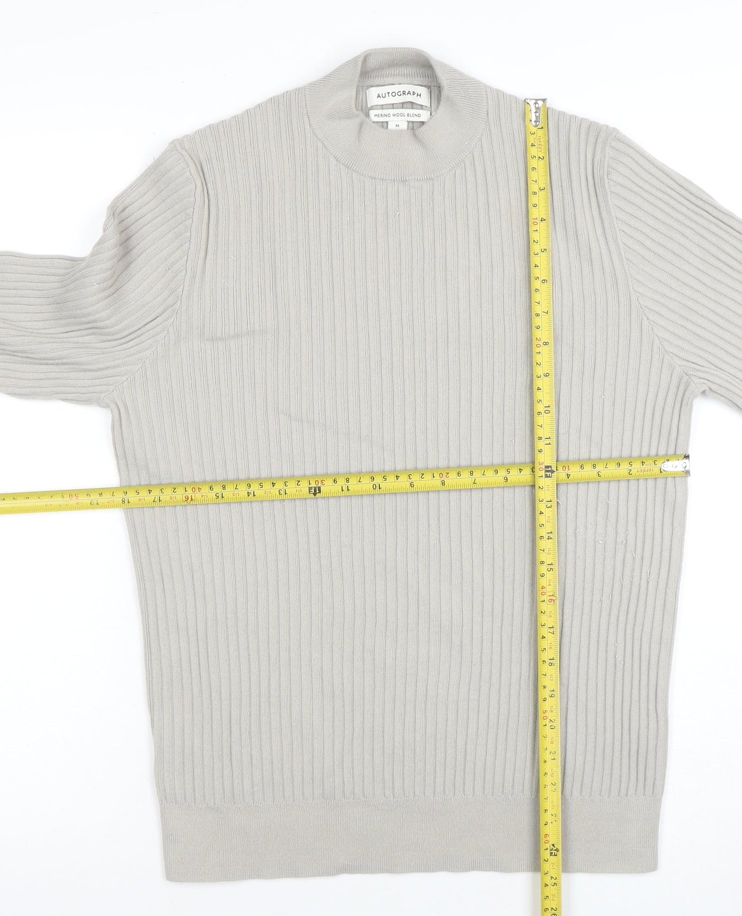 Mens UK Size M Marks and Spencer Beige Pullover Jumper