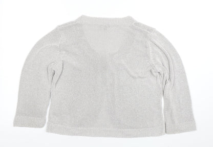 Womens UK Size 16 Per Una Silver Cardigan Jumper