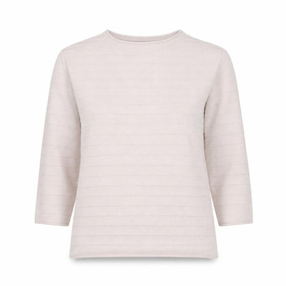Front view of Crew Clothing Women Beige Knit Jumper, size 14, Cotton Blend