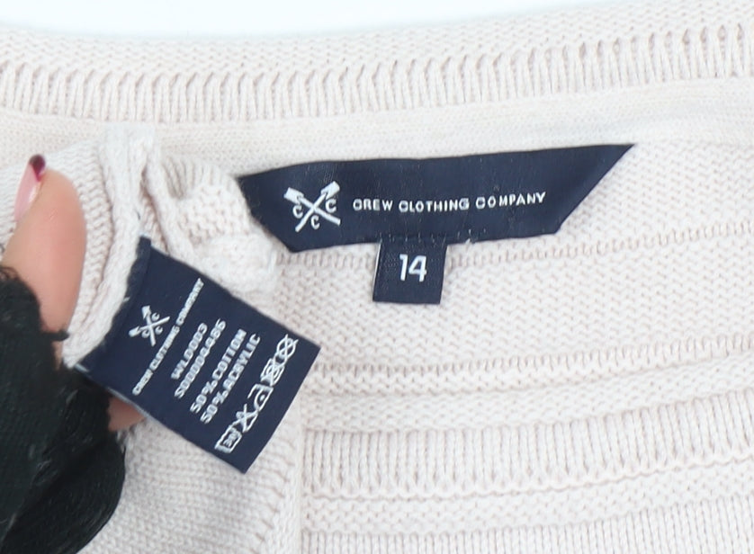 Womens UK Size 14 Crew Clothing Company Beige Pullover Jumper