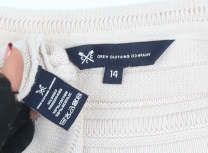 Womens UK Size 14 Crew Clothing Company Beige Pullover Jumper